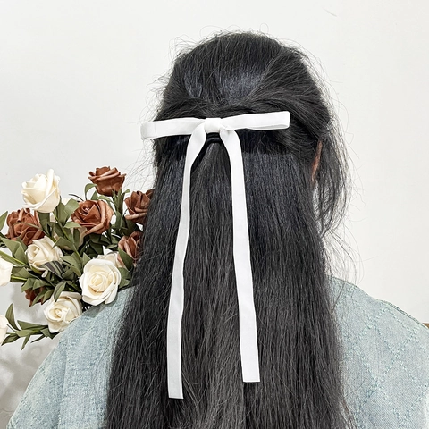 Französischer Vintage Samt Schleife Haargummi Mit Langem Band Süße Elastische Pferdeschwanz Halter Damen Haarschmuck