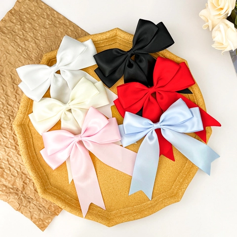 Satin Schleife Haarklammer Mit Langem Band Süß Elegant Handgefertigt Haarschmuck Für Damen Mädchen Täglicher Gebrauch Party