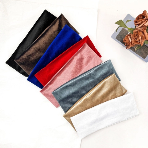 Solid Color Elastic Velvet Sports Headband For Men Women Sweat-Wicking Minimalist Hair Band Vintage Retro Headwear