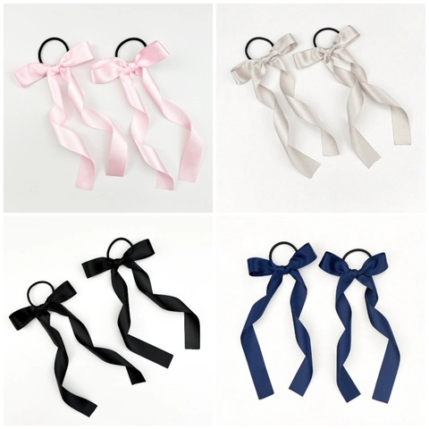 Elegante Satin Band Bogen Haargummis Mit Langen Streamer Koreanischen Stil Süße Pferdeschwanz Halter Für Damen Mädchen Haarschmuck