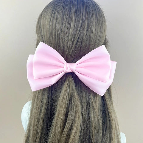 Large Satin Bow Hair Clip Elegant Double Layer Glossy Ribbon Spring Clip French Style Hair Accessory For Women Girls Party