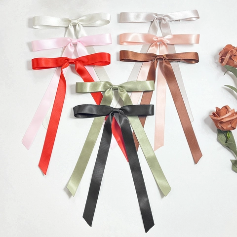 Pince à Cheveux Nœud en Ruban de Satin Style Ballet Avec Longs Rubans pour Femmes Filles Accessoires de Coiffure Coréens Faits à la Main