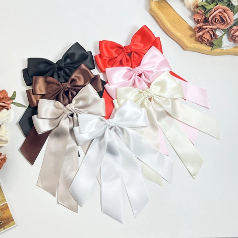 Eleganter Koreanischer Handgefertigter Satin Schleife Haarclip Große Bänder Entenschnabel Clip Für Damen Mädchen Haarschmuck