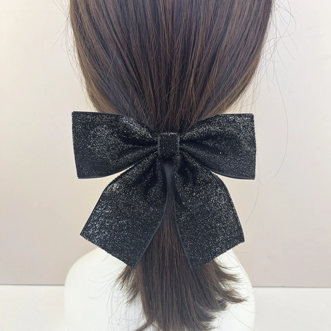 Vintage Retro Glitter Strik Haarclip Pailletten Lint Eendenbek Clip Met Lintjes Elegante Koreaanse Grote Haarstrik Dames