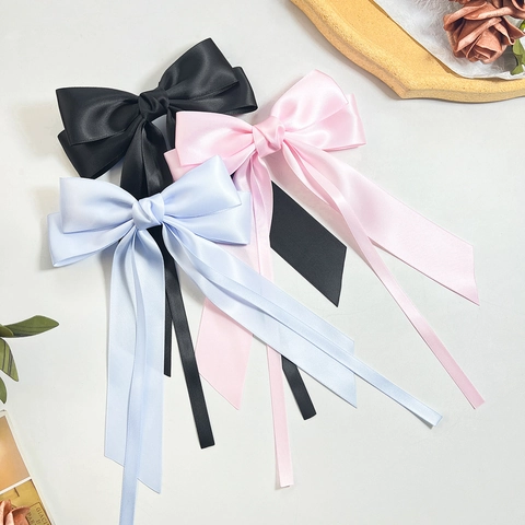 Elegante Pasador de Lazo Con Cintas Largas Estilo Coreano Versátil Textura de Satén Horquilla para Mujer Accesorio Diario