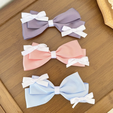 Fermaglio per Capelli a Fiocco in Stile Francese Elegante Fiocco in Raso Grande Becco d'Anatra Accessori per Capelli Donna