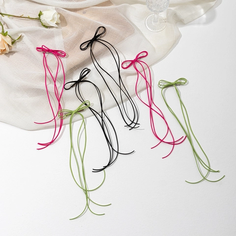 Pinza para el Cabello de Lazo de Cinta de Gamuza Balletcore Cinta Larga Dulce Niña Accesorios para el Cabello Clip Lateral Elegante