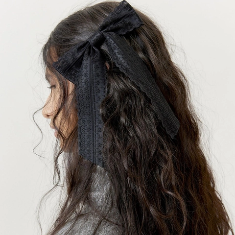 Dames Zoete Kant Strik Haarklem Bos Stijl Bloemen Kant Grote Lint Strik Haarspeld Elegant Bruiloft Haaraccessoires