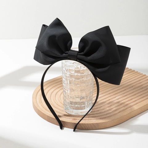 Elegante Diadema con Lazo Negro Grande para Mujer Cinta Minimalista Accesorios para el Cabello de Moda Diaria Citas