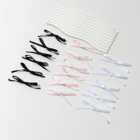 Ballet Style Sweet Bow Hair Clip Satin Ribbon Hairpin Solid Color Handmade Hair Accessories For Women Girls Elegant Side Clip