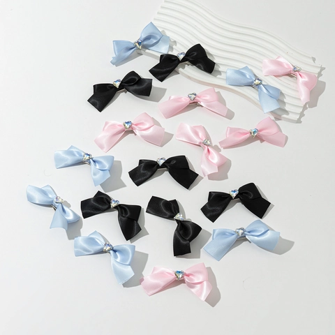 Barrettes à Cheveux Nœud en Ruban de Satin Style Ballet Avec Cœur Strass pour Femme Filles Mode Accessoires de Coiffure