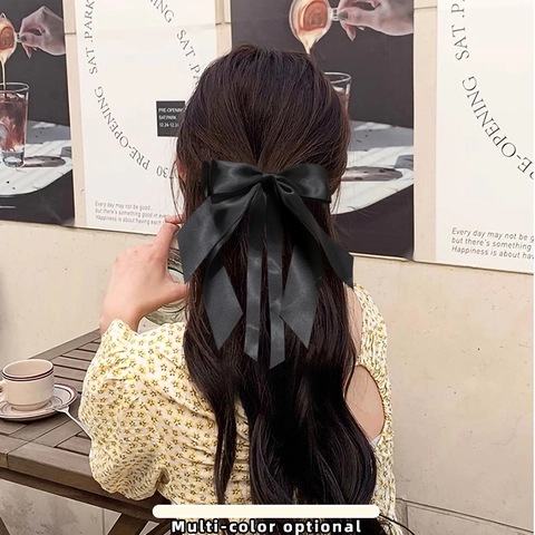 Pinza para el Pelo con Lazo de Cinta de Satén Elegante Cintas Largas de Serpentina Horquilla de Mariposa Accesorios para Mujer