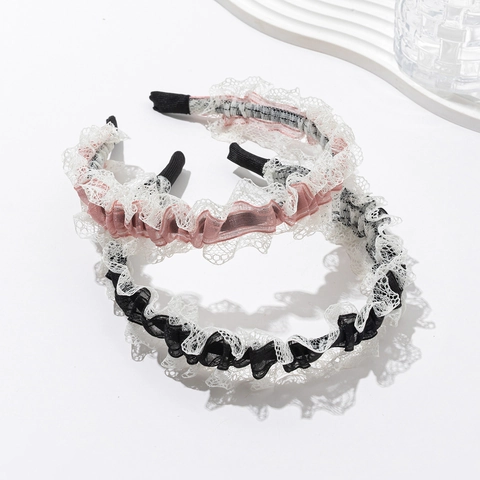 Diadema de Encaje con Volantes Dulce Para Mujer Estilo Forestal Moda Coreana Efecto de Cabeza Alta Accesorio para el Cabello Floral