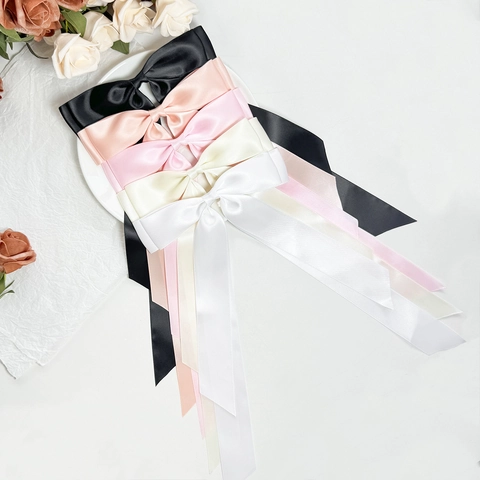 Eleganter Großer Satin Schleife Haarclip Mit Langem Band Vintage Süß Damen Mädchen Accessoire Party Hochzeit Haarschmuck