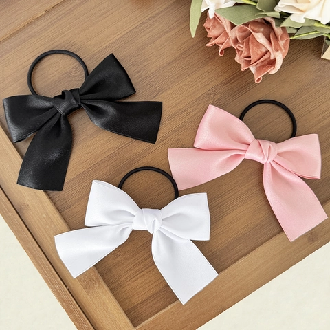 Eleganter Satin Schleife Haargummi Hochelastisches Gummiband Für Damen Mädchen Einfaches Vielseitiges Band Ponytail Halter Haarschmuck