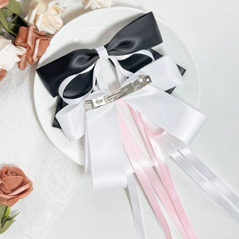 Pinza para el Cabello con Lazo de Satén Grande Estilo Francés con Cintas Largas Accesorio para el Cabello de Seda para Mujer