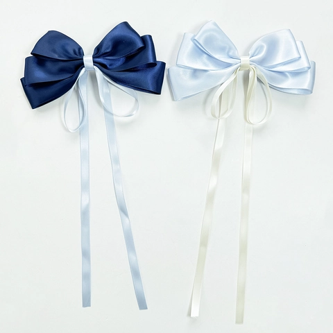 Pinza para el Pelo con Lazo de Cinta de Satén de Estilo Coreano Elegante Dulce Hada Borla Larga Clip de Resorte para Mujer Accesorios