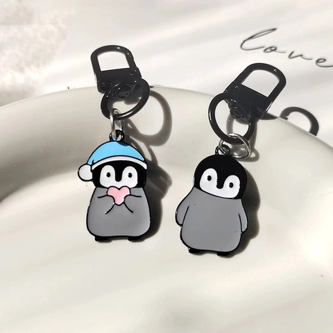 Kreativ Niedlich Cartoon Pinguin Legierung Emaille Schlüsselanhänger Süß Tier Herz Anhänger Emaille Metall Schlüsselring Geschenk