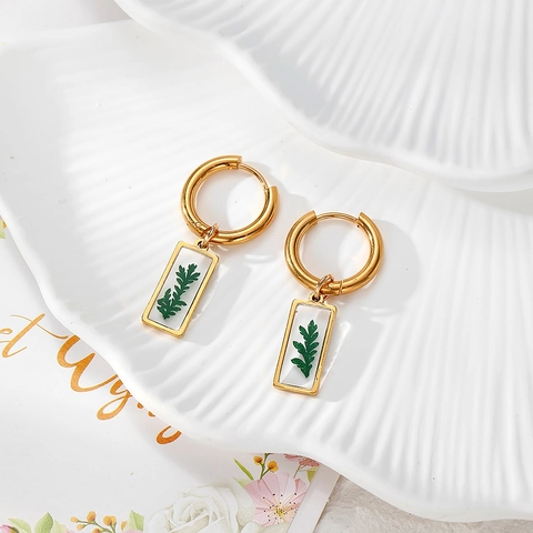 Böhmisch Retro Edelstahl Ohrhänger Echt Trockenblume Transparent Harz Geometrisch Botanisch Ohrringe Für Damen Handgefertigter Schmuck