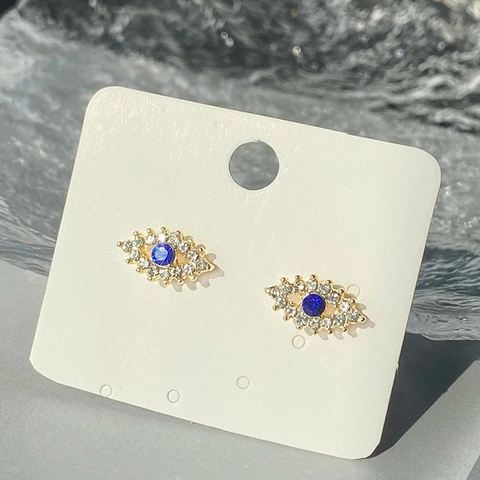 Vintage Vergoldete Legierung Böser Blick Ohrstecker Mit Blauem Kristall Und Weißen Strasssteinen Für Damen Schmuck