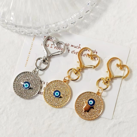 Boheemse Boze Oog Sleutelhanger Met Hand Van Fatima Strass Hartsluiting Legering Turkse Nazar Hanger Vrouwen Sieraden Cadeau