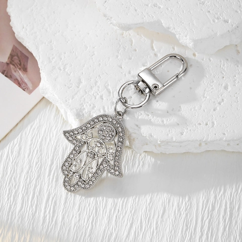 Vintage Ethnic Legierung Strass Hand Der Fatima Schlüsselanhänger Türkischer Böser Blick Tasche Anhänger Für Damen Gold Silber