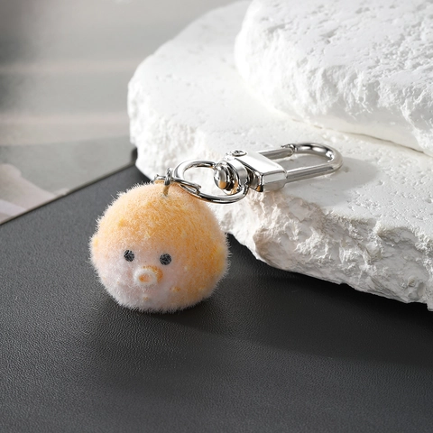 Cute Flocked Animal Keychain Resin Rabbit Turtle Pig Capybara Pendant For Bag Accessories Hanging Charm Keyring Gift