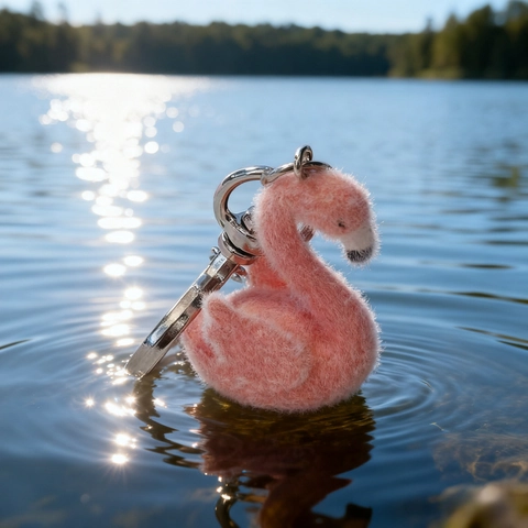 Porte-clés en Résine Flamant Rose Flocage Porte-clés Coeur Oiseau Animal Pendentif de Sac Suspendu pour Femme Fille Cadeau Accessoire Mode