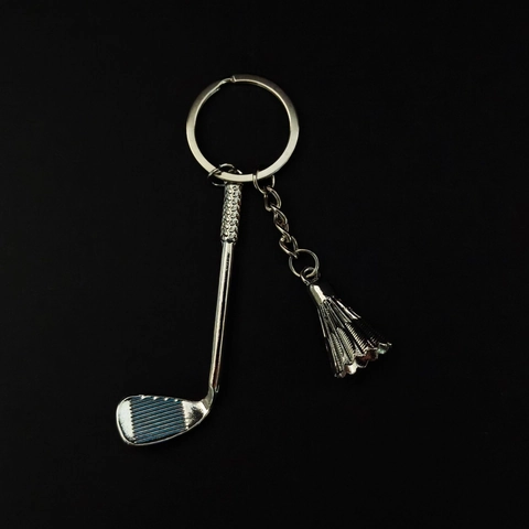 Porte-clés de Sport en Alliage Mini Raquette de Badminton Club de Golf Pendentif Anneau de Clé pour Décoration de Sac à Dos Cadeau