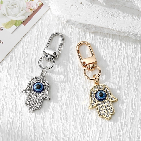 Hamsa Hand Boze Oog Hanger Ketting Sleutelhanger Strass Legering Fatima Hand Bescherming Amulet Sieraden Cadeau Voor Vrouwen Mannen