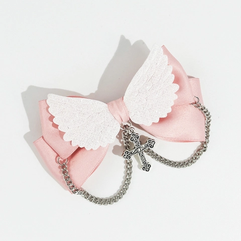 Fermaglio per Capelli a Fiocco con Ali d'Angelo e Croce in Stile Gothic Lolita Becco d'Anatra Accessori per Capelli in Fettuccia per Donna Ragazza Arredamento Quotidiano