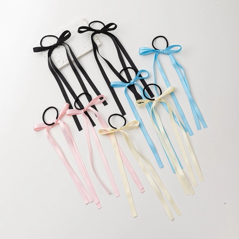 Balletcore Satinband Schleife Elastisches Haargummi Streamer Pferdeschwanz Halter Süßer Koreanischer Stil Haarschmuck Damen