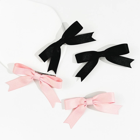 Fermagli per Capelli con Fiocco in Nastro di Raso Dolce Stile Coreano per Donna Ragazza Balletcore Versatile Becco d'Anatra