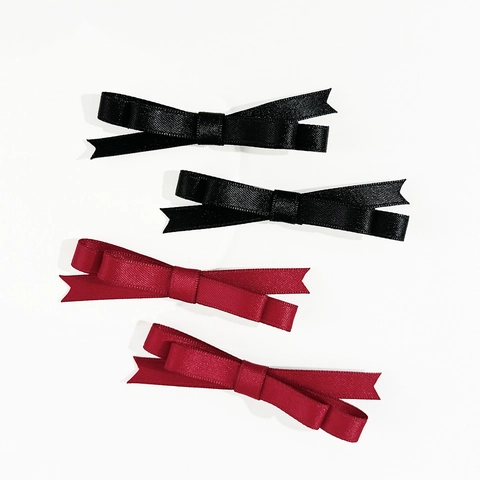 Korean Style Satin Ribbon Double Layer Bow Hair Clips For Women Elegant Solid Color Duckbill Clips Sweet Fashion Hair Accessories