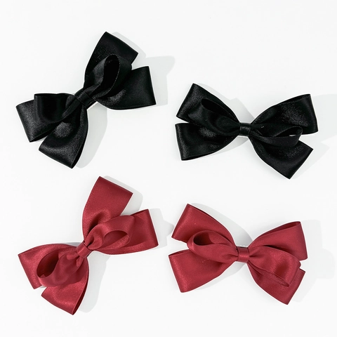 Elegante Fermaglio per Capelli con Fiocco in Nastro di Satin Stile Coreano per Donna Texture Setosa Fermaglio a Becco d'Anatra