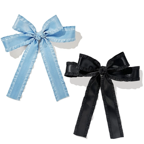 Elegante Fermaglio per Capelli con Fiocco a Volant Giapponese per Donna Nastro in Raso Clip a Molla Accessorio per Capelli Moda