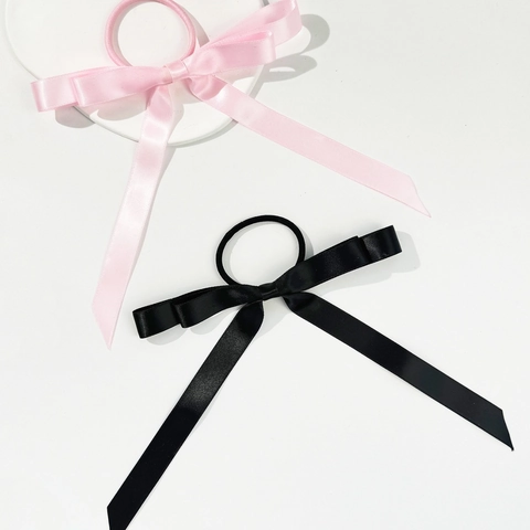 Goma de Pelo con Lazo de Satén y Cintas Largas Estilo Ballet Cinta Soporte para Coleta Accesorios para el Cabello Mujer Niña