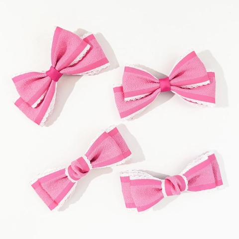 Pinza para el Cabello con Lazo de Encaje Rosa Cinta con Lazo Clip de Pico de Pato Accesorios para el Cabello de Princesa para Mujer Niña