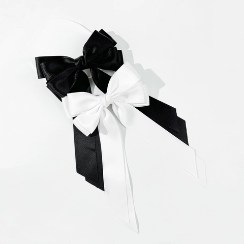 Elegant Satin Double Layer Bow Ribbon Hair Clip For Women Fashion Solid Color Spring Clip Elegant Hair Accessories