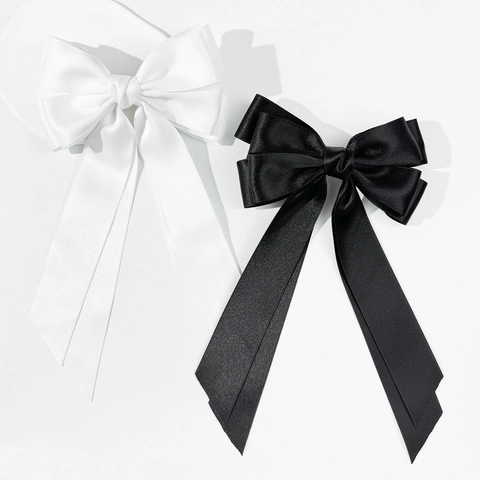 Elegant Satin Double Layer Bow Ribbon Hair Clip For Women Fashion Solid Color Spring Clip Elegant Hair Accessories