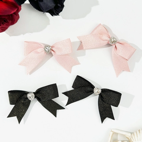 Süße Band Schleife Haarspange Herz Strass Entenschnabel Clip Damen Haarschmuck Dark Romance Elegant Gothic Haarspange