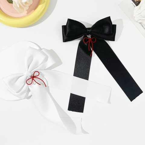 Fermaglio per Capelli da Donna in Stile Coreano con Fiocco in Nastro a Molla in Raso Elegante Accessorio per Capelli Fatto a Mano