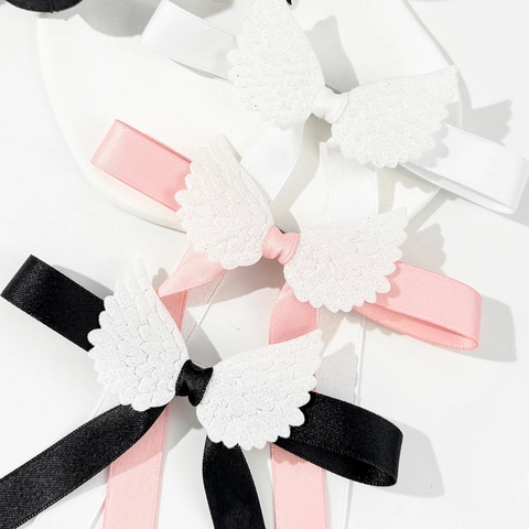 Engelsflügel Balletcore Schleifen Haarspange Satin Lange Bänder Haarnadel Süß Coquette Kopfschmuck Für Damen Mädchen