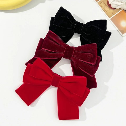 Pinza para el Cabello de Lazo de Terciopelo Vintage Elegante Francés para Mujer Lazo Grande en Capas Accesorios para el Cabello