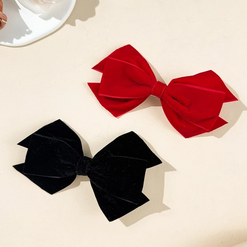 Französische Vintage Samt Schleife Haarspange Für Damen Große Schleifen-Haarnadeln Rot Schwarz Haarschmuck Kopfschmuck