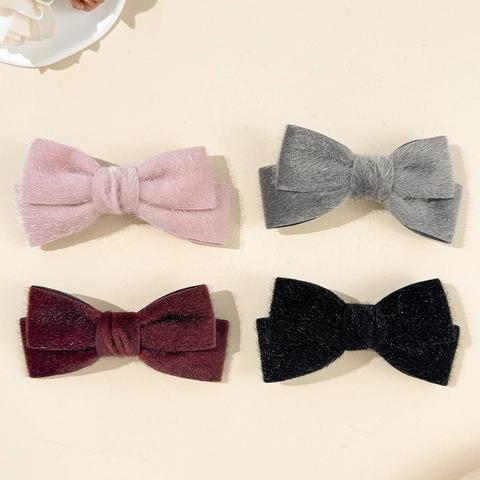 Sweet Plush Bow Hair Clip Soft Faux Fur Butterfly Knot Hairpins Vintage Barrettes Elegant Hair Accessories For Women Girls
