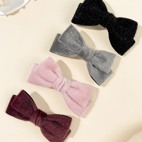 Sweet Plush Bow Hair Clip Soft Faux Fur Butterfly Knot Hairpins Vintage Barrettes Elegant Hair Accessories For Women Girls