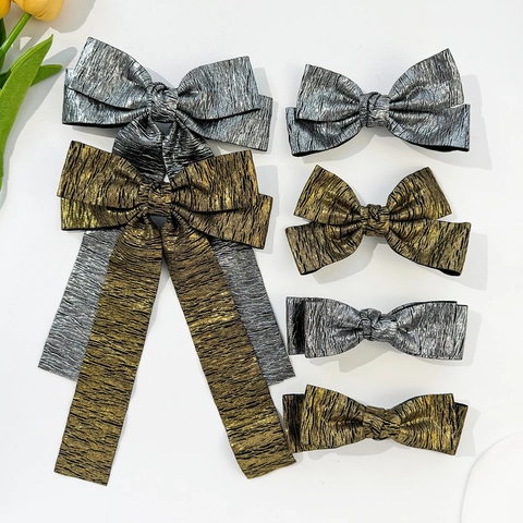 Vintage Metaalachtig Geplooid Strik Haarspeld Voor Dames Goud Zilver Grote Strik Haarnadel Mode Eendenbek Veerclip Accessoire