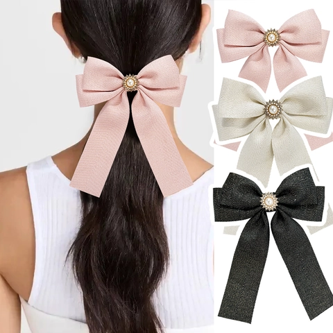 Elegante Molletta per Capelli a Fiocco Francese con Perla Artificial Sintetica Strass Grande Fermaglio per Capelli Accessori per Donna
