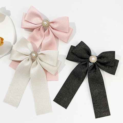 Elegante Molletta per Capelli a Fiocco Francese con Perla Artificial Sintetica Strass Grande Fermaglio per Capelli Accessori per Donna